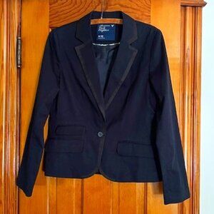 American Eagle Outfitter Lined Navy Blazer W/ Trim & Pockets Woman's Size Medium
